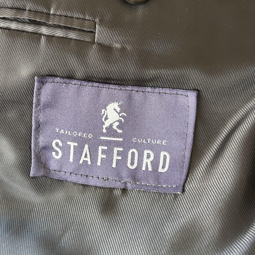 Stafford Sport Coat Mens 48R Gray Harris Tweed Wool Herringbone Blazer Jacket - Picture 5 of 16